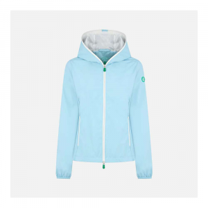 Save The Duck Women’s Stella Hooded Rain Jacket – Large – Ozone Blue